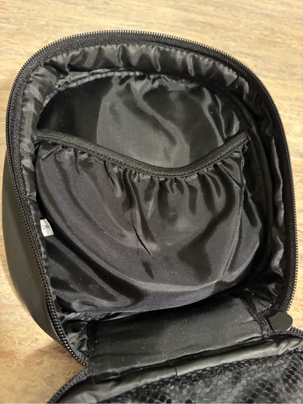 Laura Geller Black Cosmetic Bag with Purple Trim and Handles - Picture 3 of 7